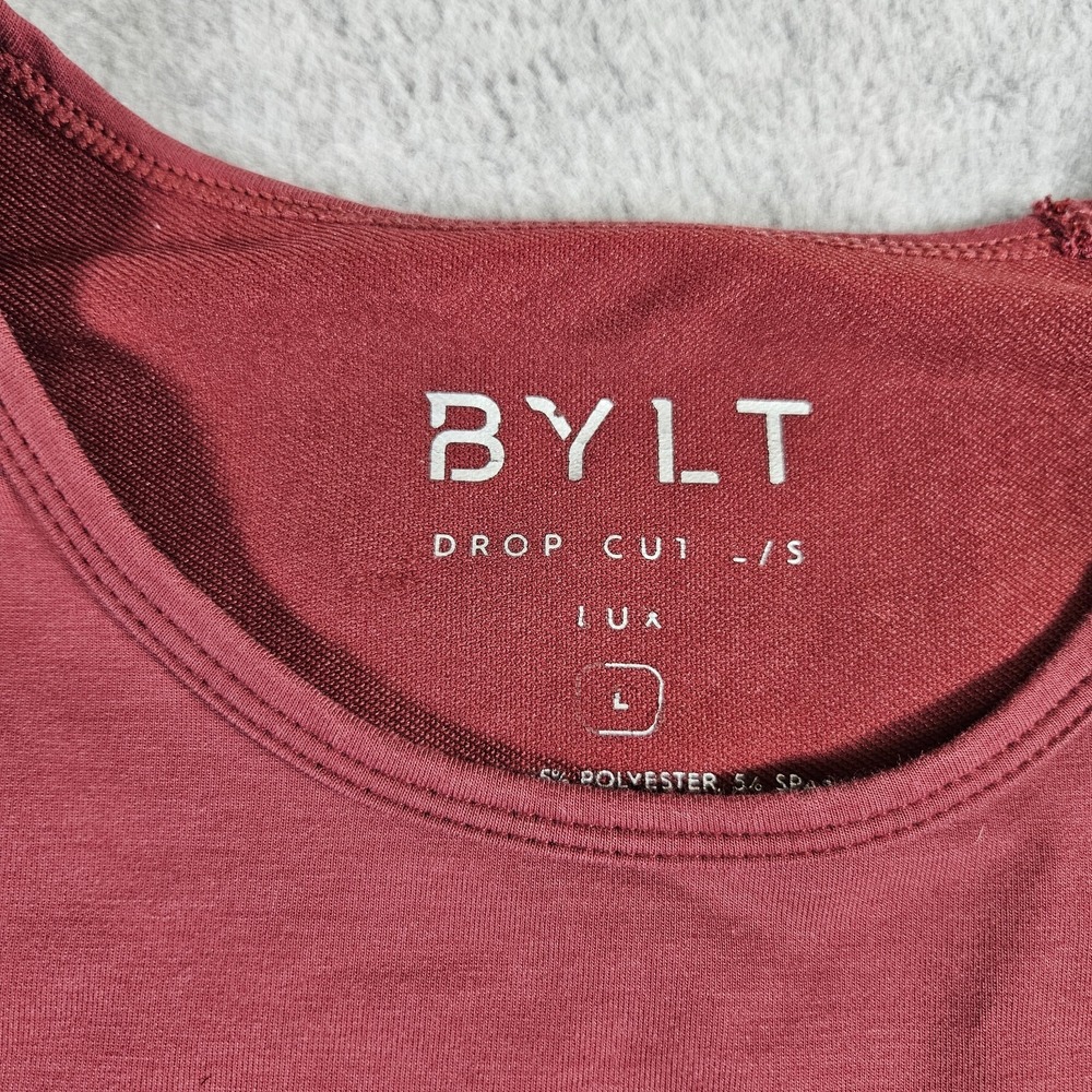 BYLT Men's Sz L Drop-Cut Long Sleeve Maroon Casual‎ Crewneck Shirt - Picture 2 of 6